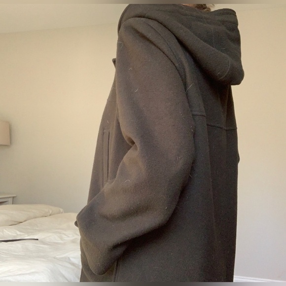 Vintage Olive Green Trench Coat Classic Oversized Wool Pea Coat Calvin Klein - Picture 4 of 5